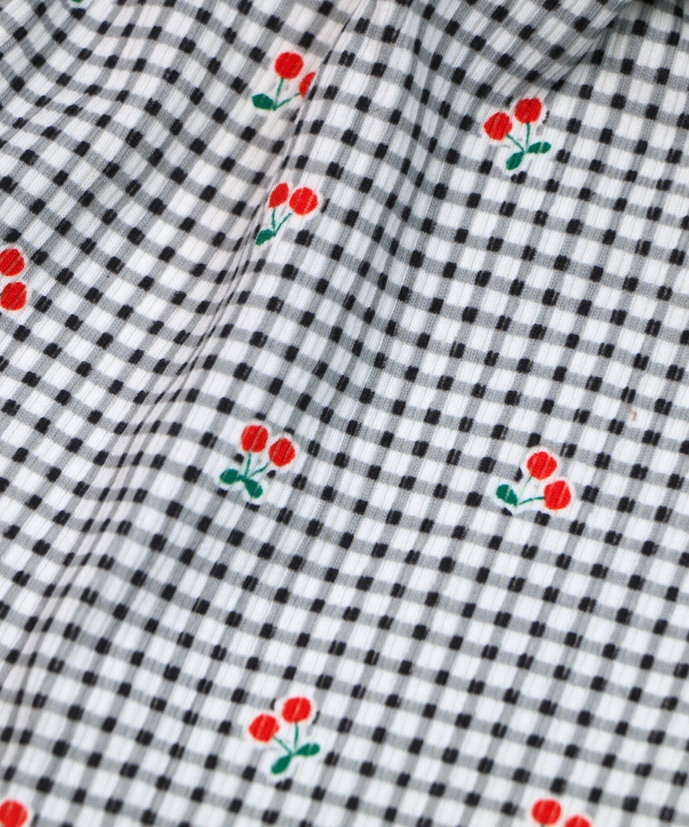 Cherry Charm – White & Black Checkered Frock with Cherry Print – 100% Cotton Baby Girl Frill Sleeve Dress