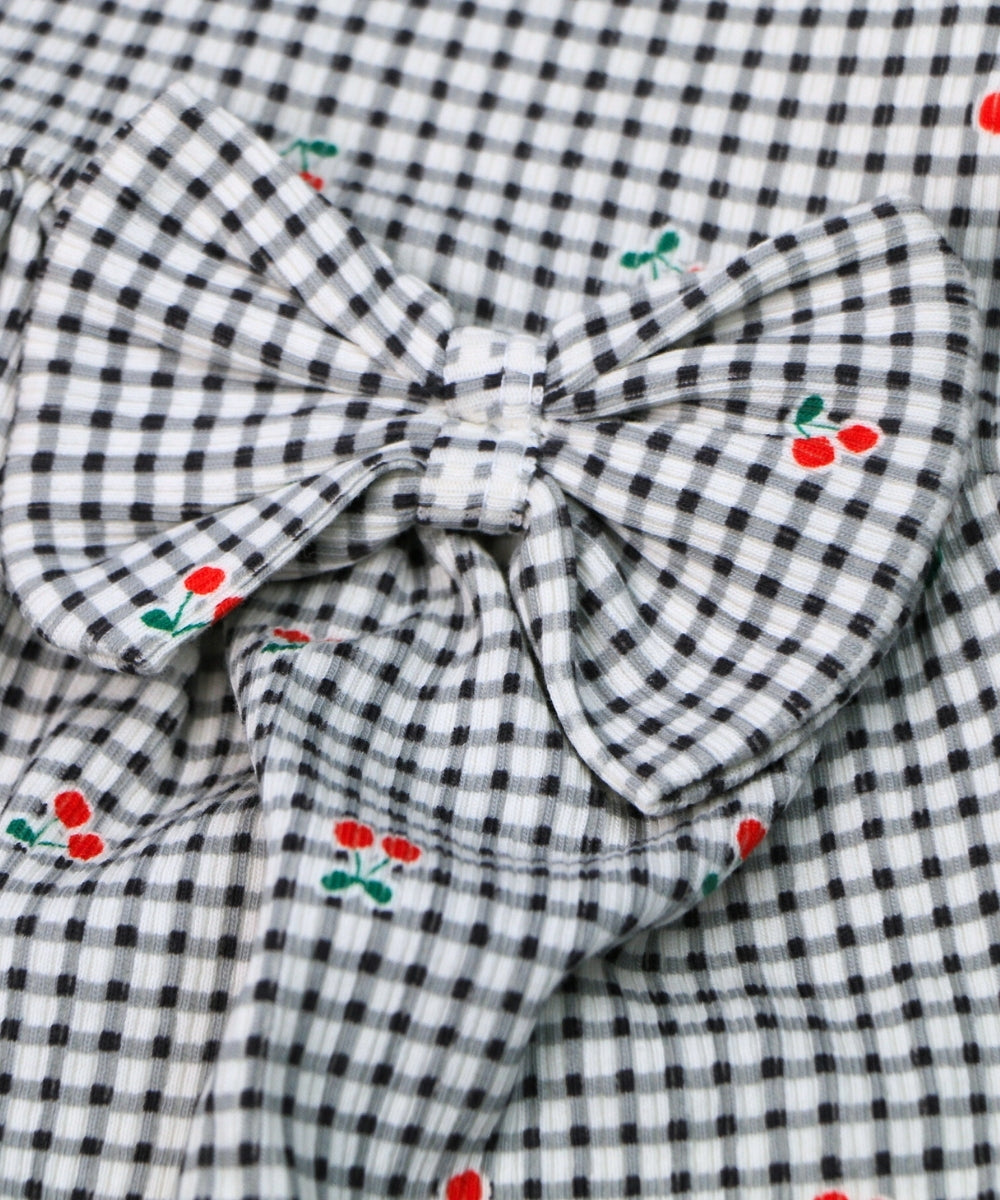 Cherry Charm – White & Black Checkered Frock with Cherry Print – 100% Cotton Baby Girl Frill Sleeve Dress