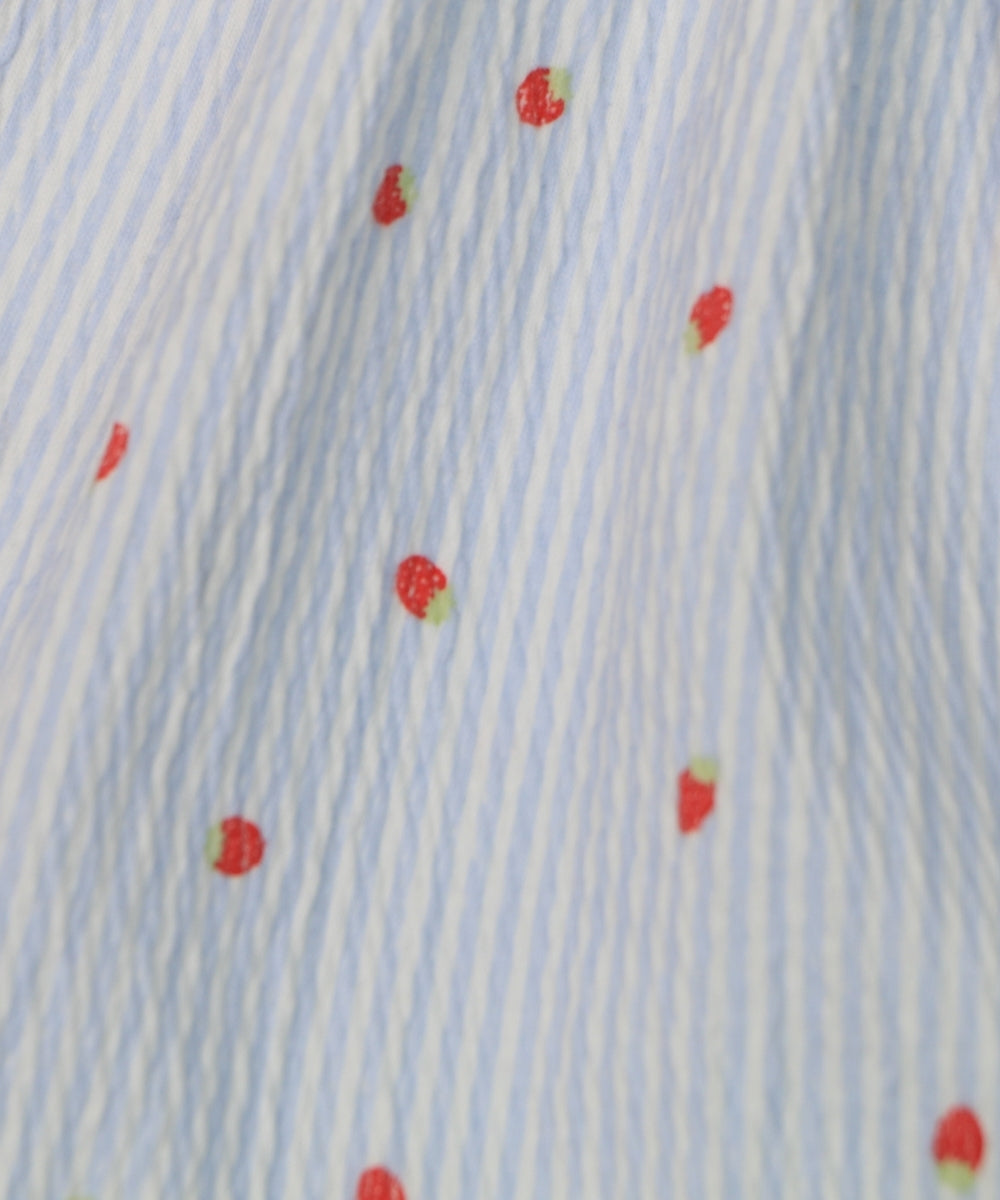 Cute Berry Delight – White Strawberry Print Frock – 100% Cotton Baby Girl Frill Sleeve Dress