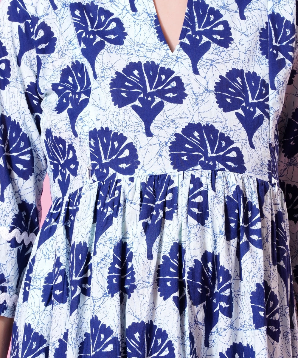 Mamabumps Blue Floral Maternity Overlay Dress with Front Slit - Nursing Friendly