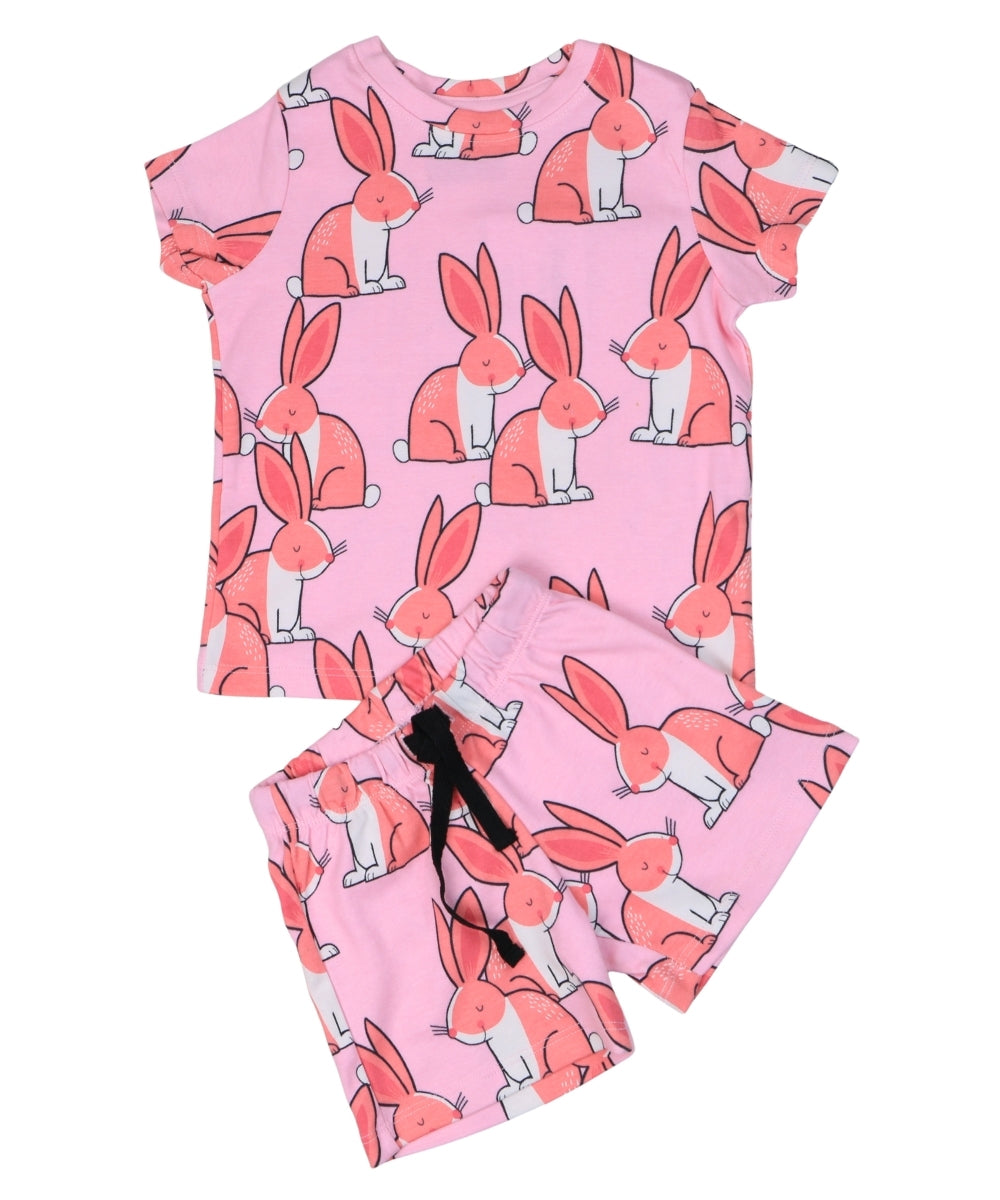 Adorable Pink Bunny Print Co-ord Set – Cotton T-Shirt and Shorts