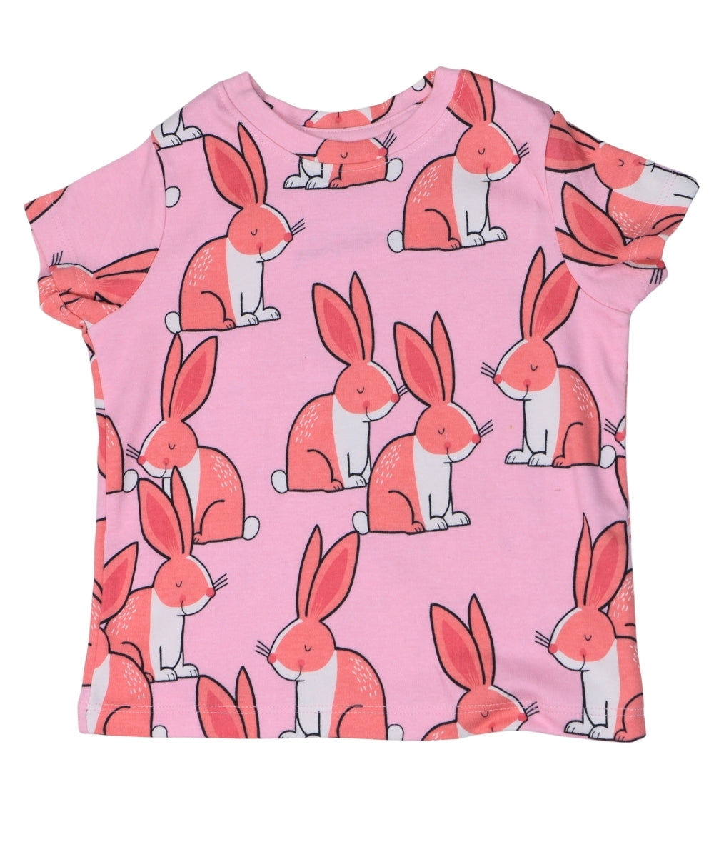 Adorable Pink Bunny Print Co-ord Set – Cotton T-Shirt and Shorts