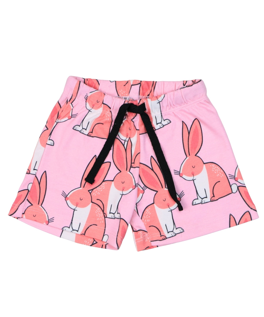 Adorable Pink Bunny Print Co-ord Set – Cotton T-Shirt and Shorts