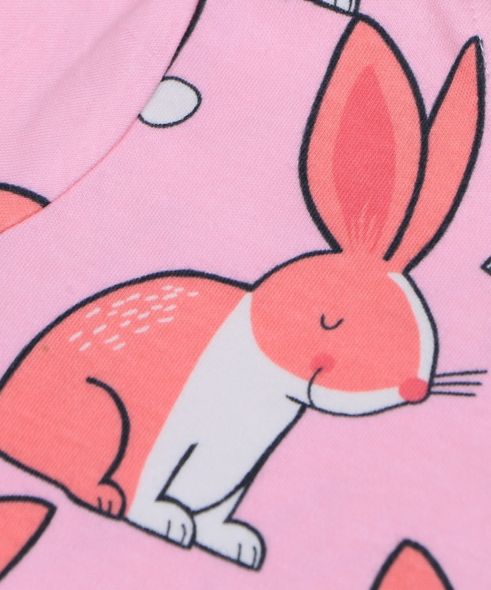Adorable Pink Bunny Print Co-ord Set – Cotton T-Shirt and Shorts