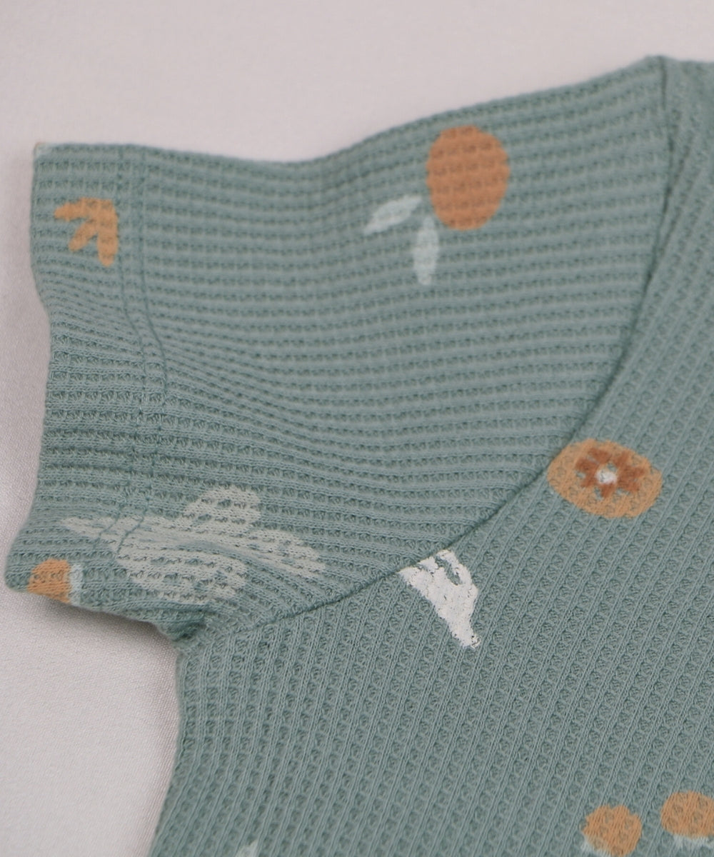 Waffle Cotton Co-ords Set with Orange Print – Twinning Outfit Available