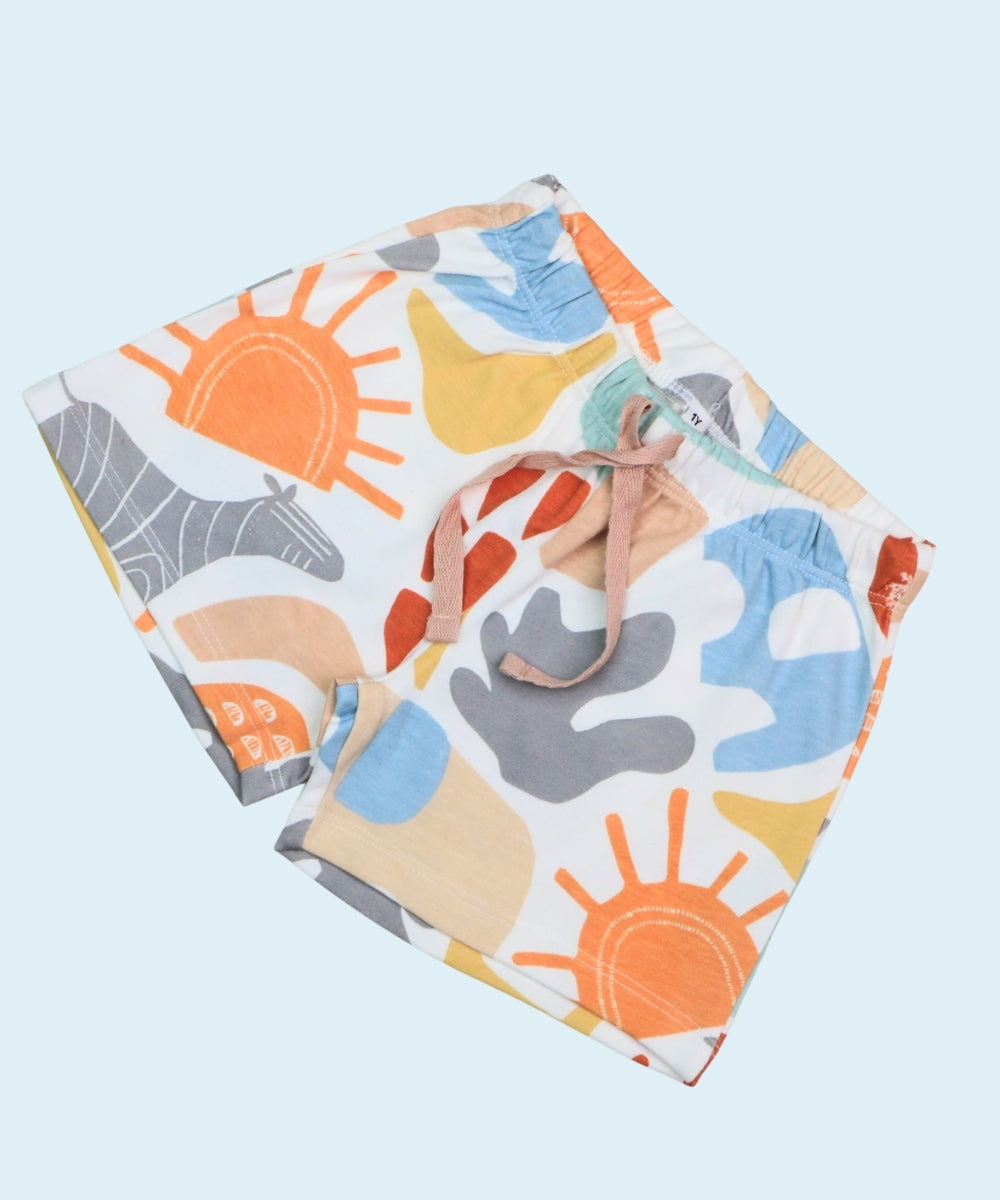 Jungle Friends Animal Print Co-ord Set – Unisex Cotton T-Shirt and Shorts with Animal Print