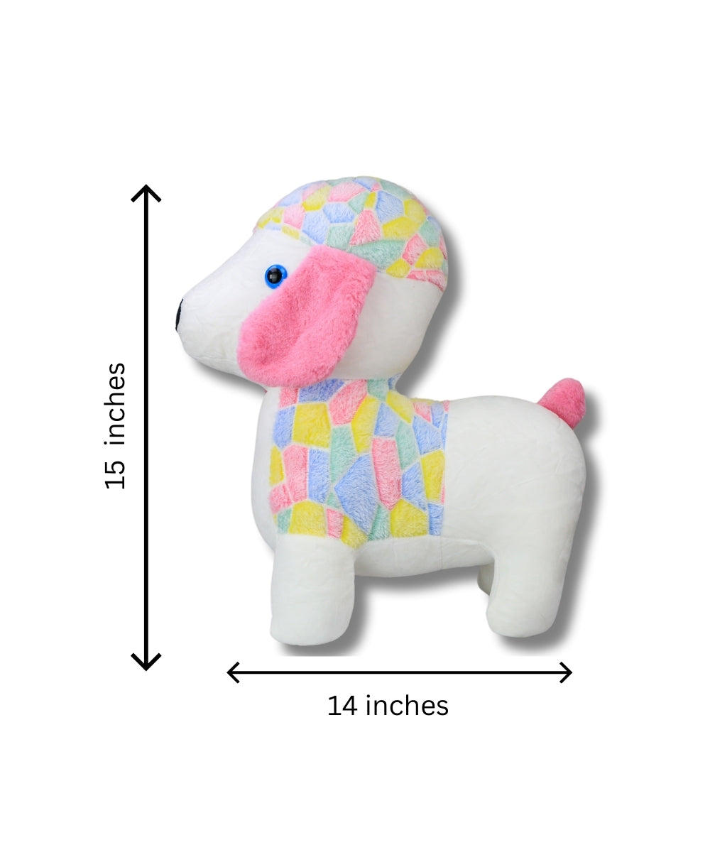 Colorful Dog Plush Toy with White Base – Soft, Vibrant & Cuddly Stuffed Animal