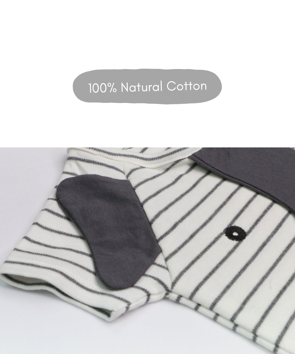 3D Elephant Design Baby Onesie – Soft Cotton Bodysuit with Ears and Trunk Details