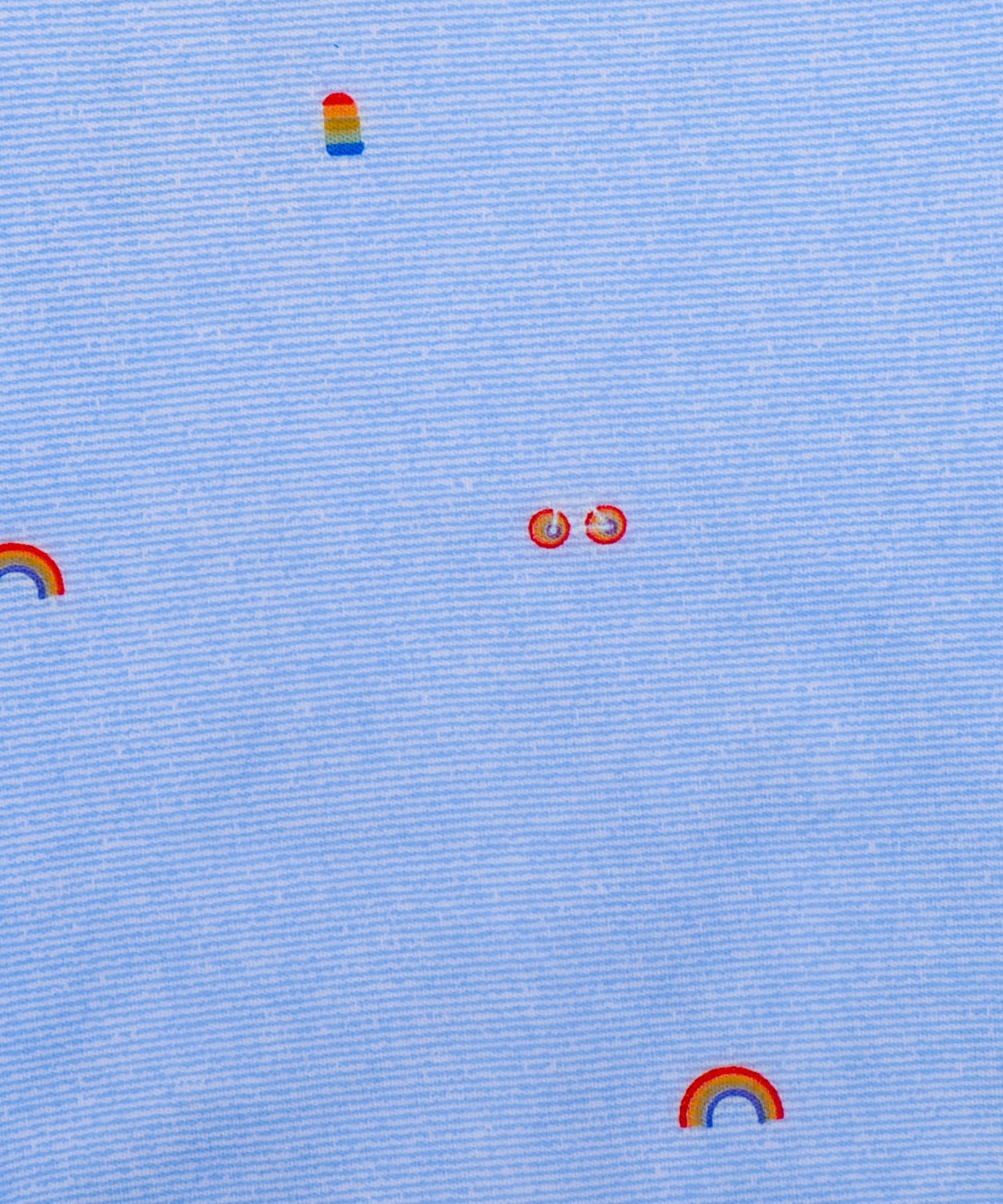 Rainbow Sprinkles – Blue Baby Onesie with Tiny Rainbow Print – 100% Cotton Bodysuit