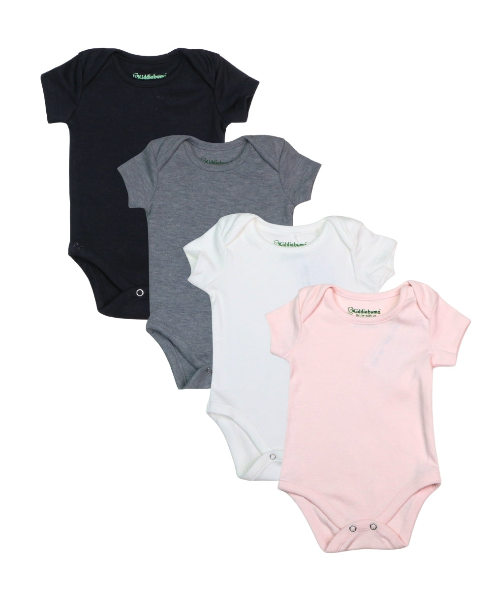 Everyday Essentials – Set of 4 Solid Color Baby Onesies (2 Variants)