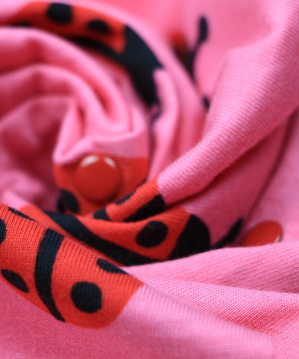 Ladybug Love – Pink Frill Sleeve Baby Girl Jumpsuit with Ladybug Print – 100% Cotton