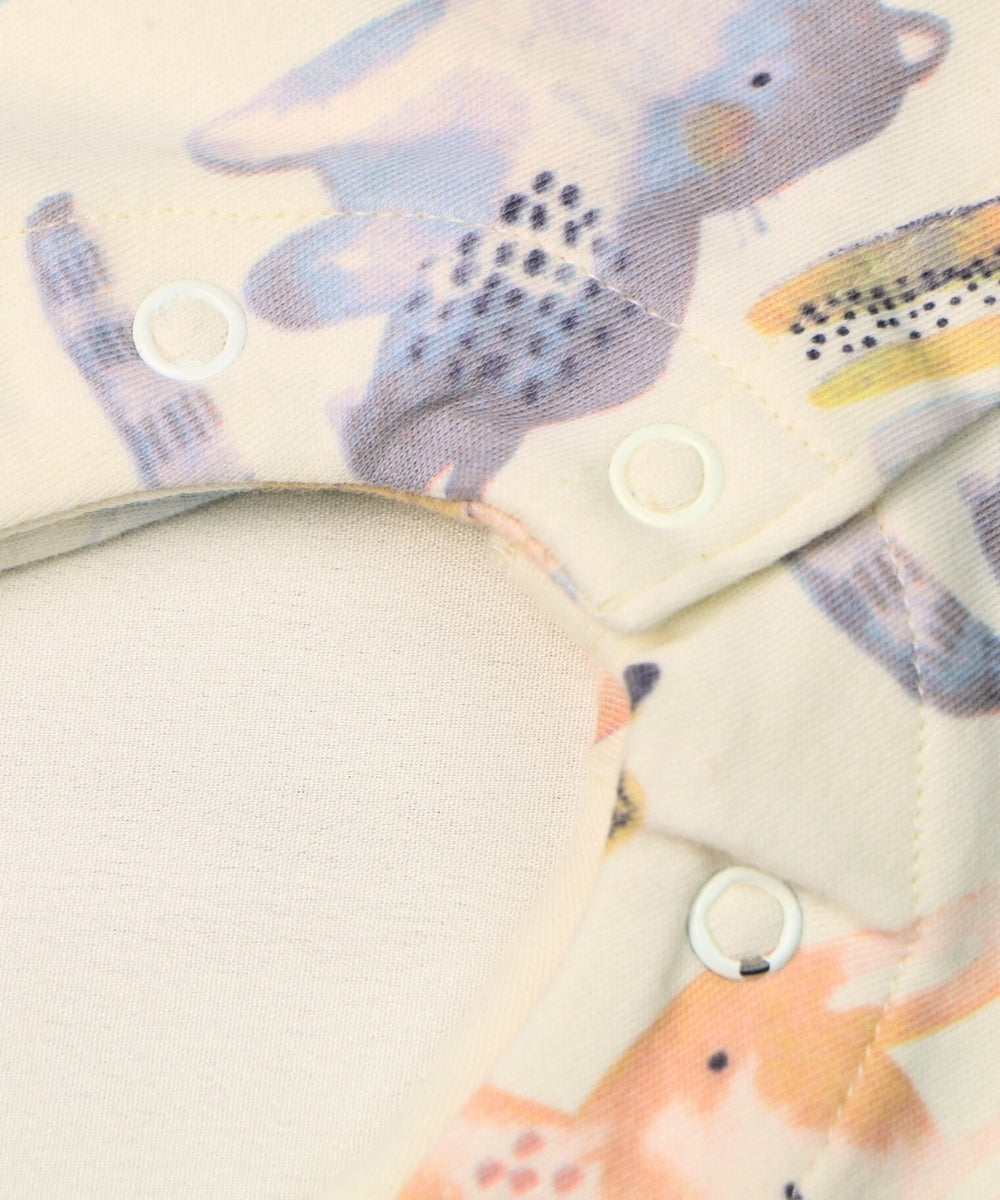 Magical Unicorn – Frill Sleeve Baby Girl Romper in Beige – 100% Cotton