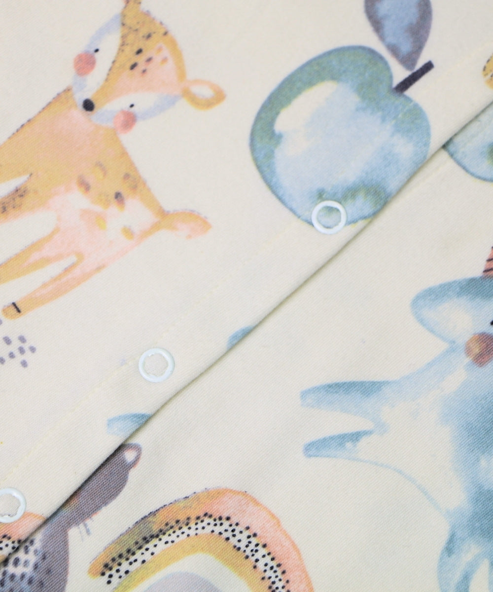 Magical Unicorn – Frill Sleeve Baby Girl Romper in Beige – 100% Cotton