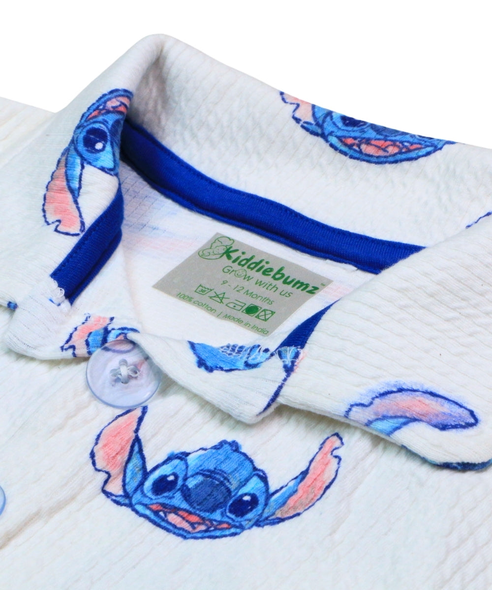 Stitch Vibes Collared Shirt & Shorts Co-ord Set – Unisex | Half Sleeve | 100% Cotton | 9M–5Y