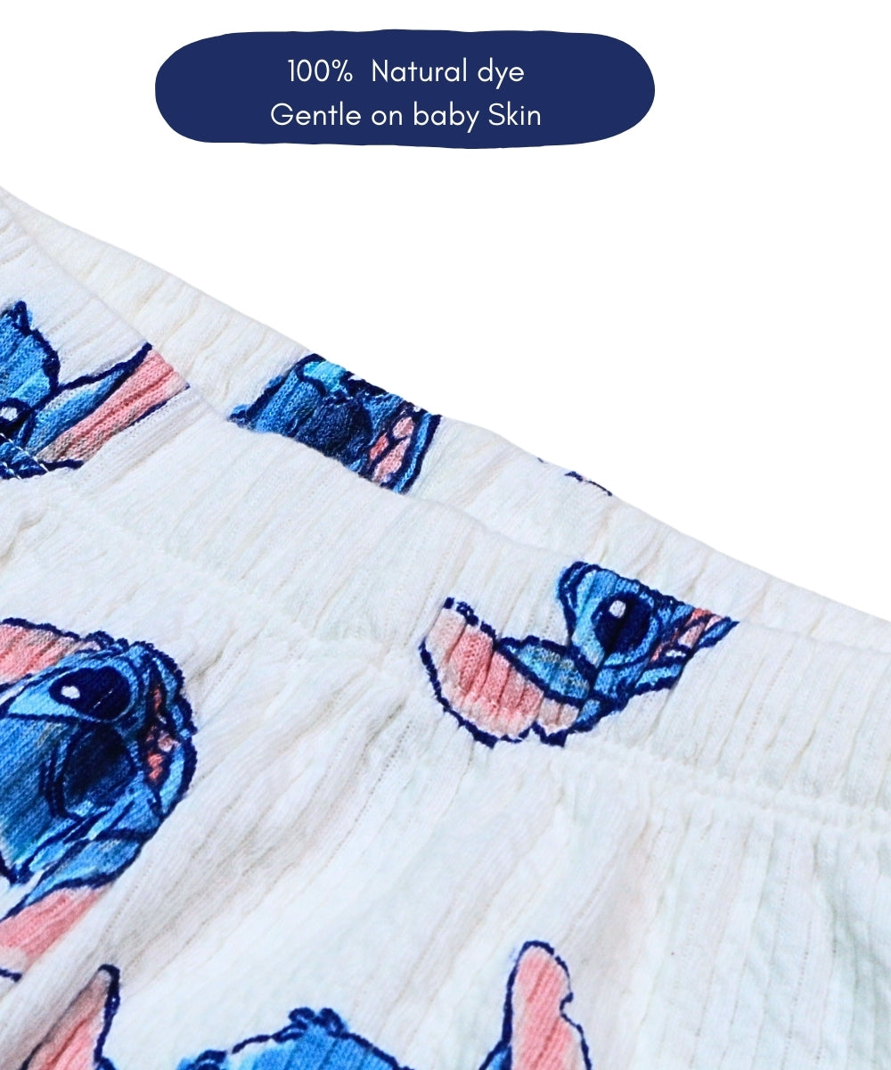 Stitch Vibes Collared Shirt & Shorts Co-ord Set – Unisex | Half Sleeve | 100% Cotton | 9M–5Y