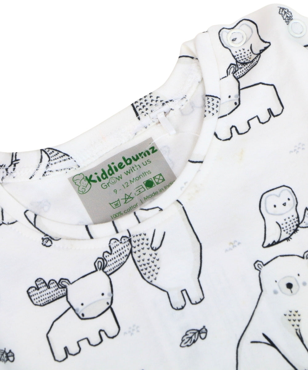 Chill Bear Vibes Boys Co-ord Set – Polar Bear Print Full Sleeve T-shirt & Shorts | 100% Cotton | 9M–3Y