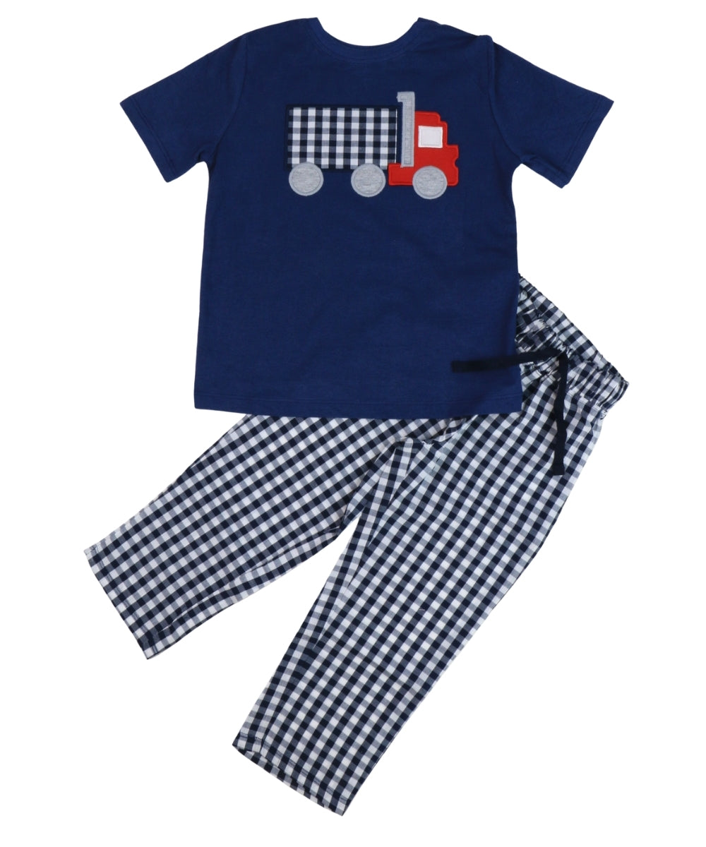 Bus Print Full Sleeve T-Shirt & Black Checkered Pants Set – Stylish Unisex Outfit