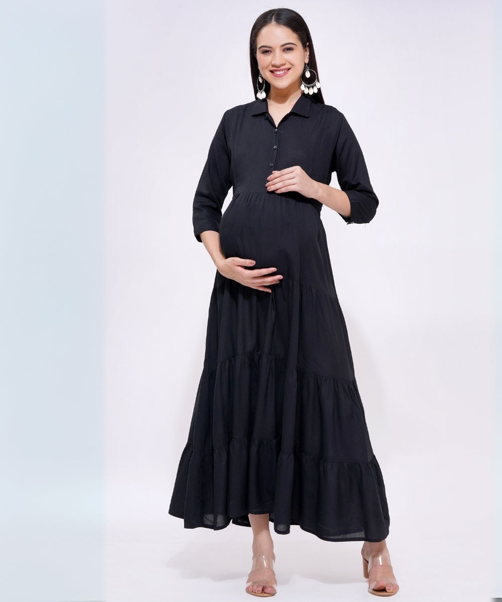Mamabumps Stunning Black Maternity Dress - Nursing Friendly