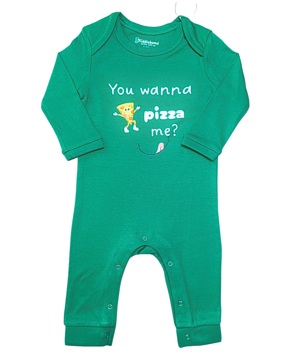 Wanna Piece of Me? – Green Full Sleeve & Full Leg Baby Jumpsuit – 100% Cotton Funny Onesie