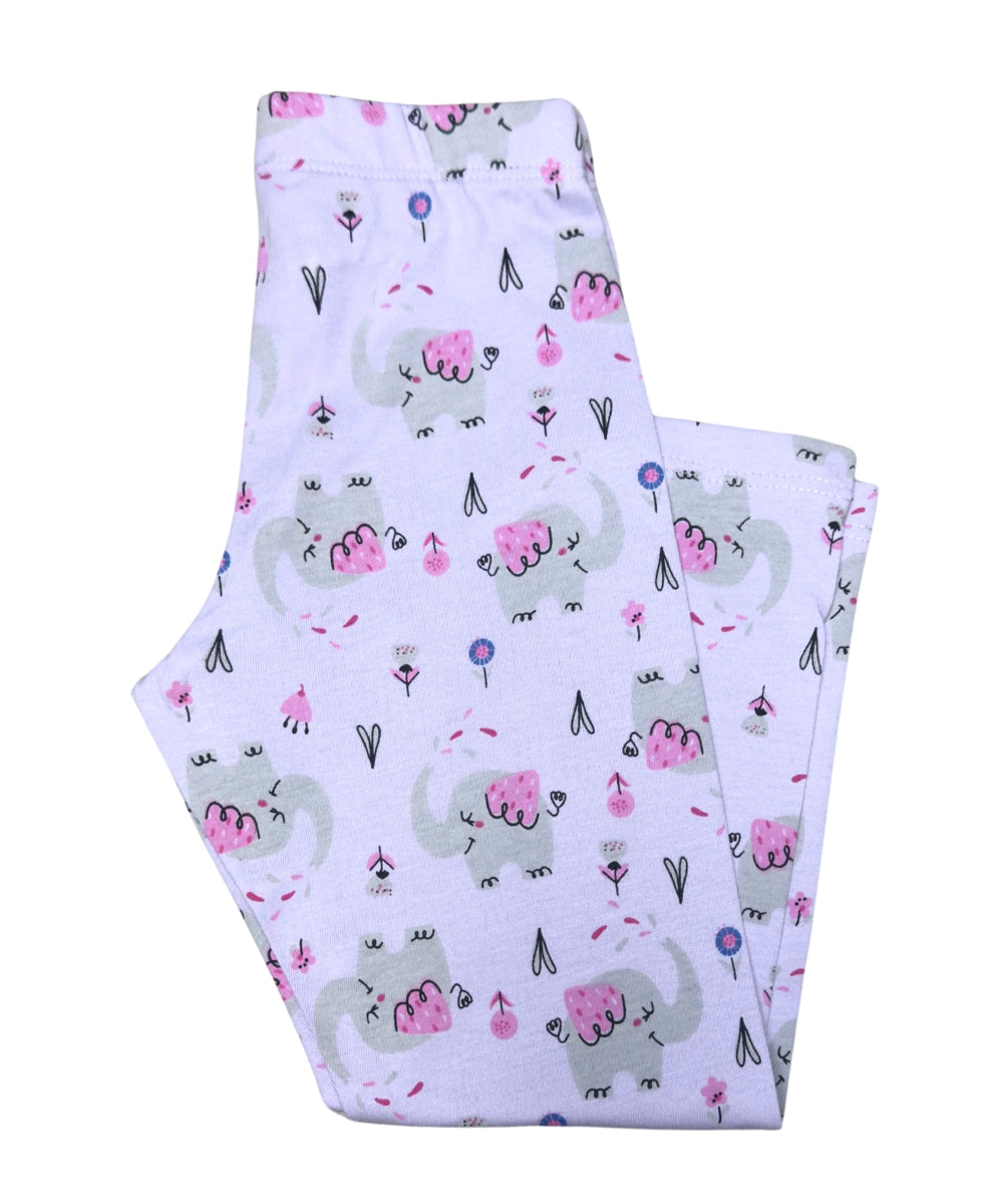 Cotton Peplum Top & Co-ord Pants Set for Girls – Elephant Print – Half Sleeve Comfy Outfit