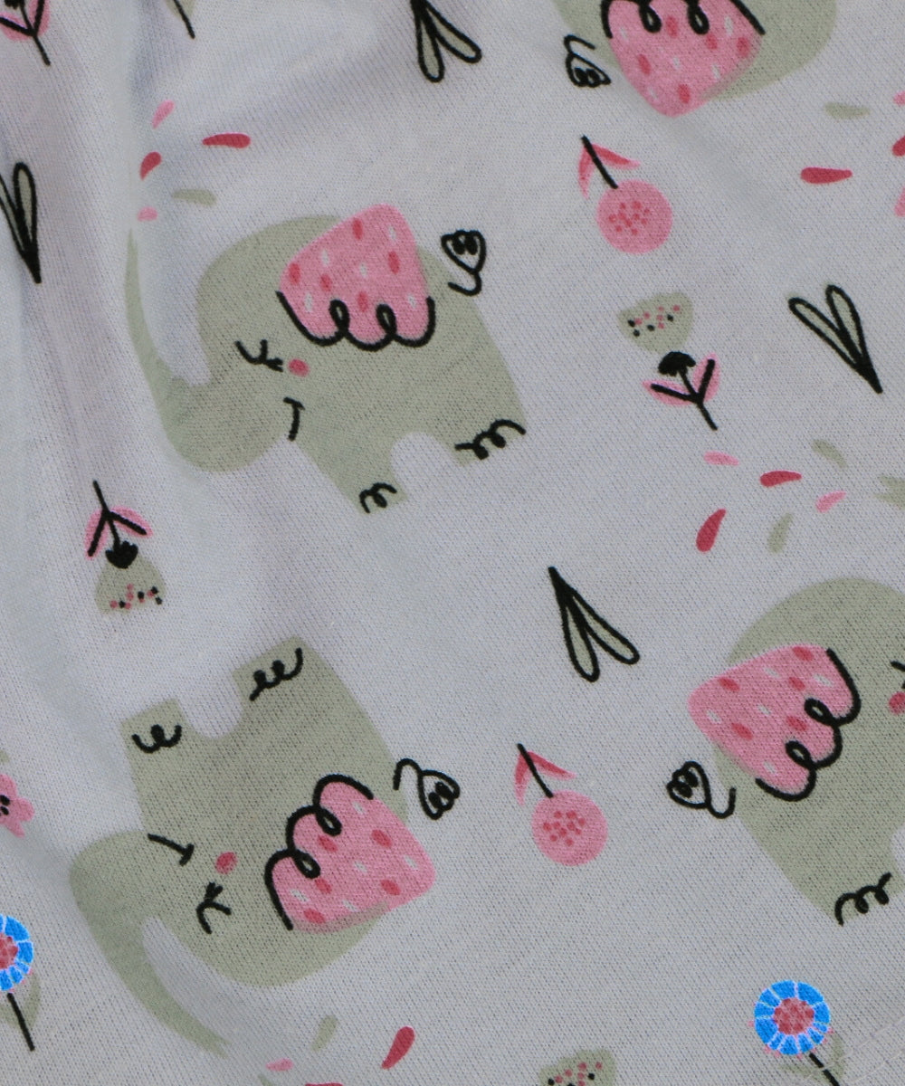 Cotton Peplum Top & Co-ord Pants Set for Girls – Elephant Print – Half Sleeve Comfy Outfit