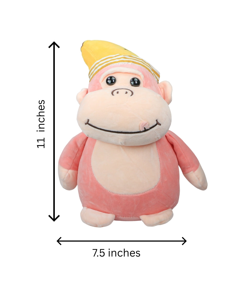 Monkey Plush Toy with Banana Hat – Adorably Dressed Soft Plush for Fun and Cuddles