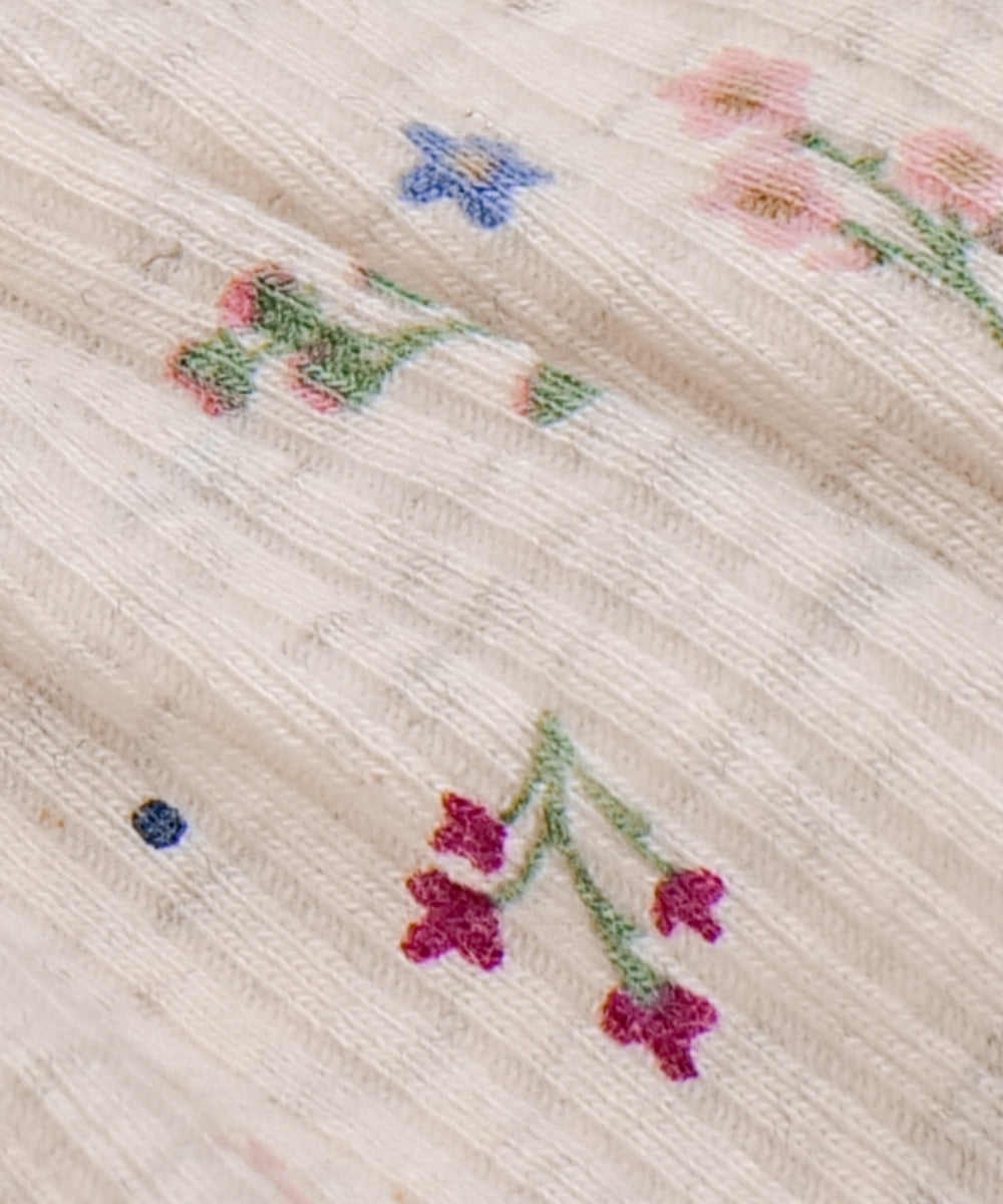 Beige Bloom Sleeveless Baby Girl Frock – 100% Pure Cotton with Tiny Floral Print & Front Bow