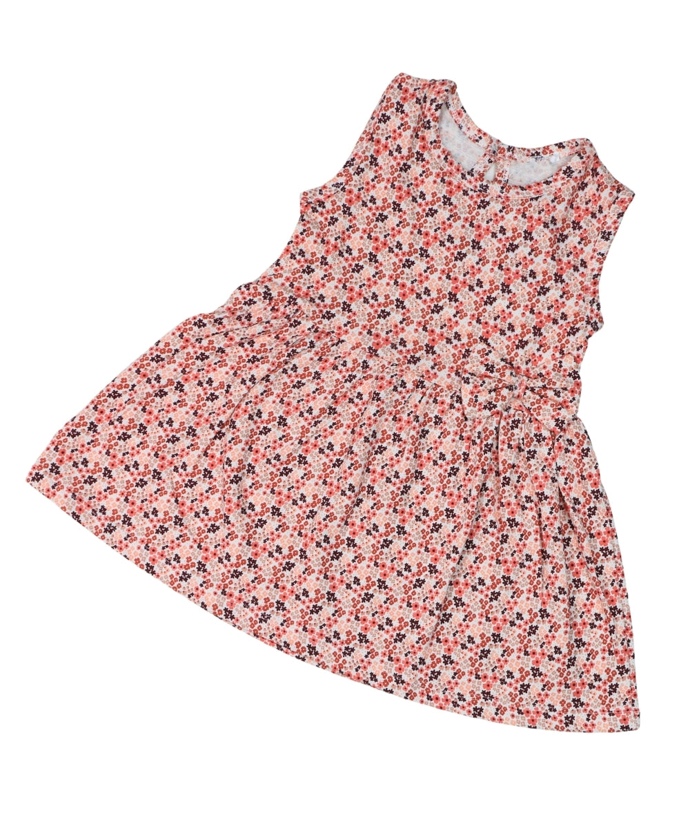 Bloomy Whimsy – White Sleeveless Frock with Multicolor Floral Print – 100% Cotton Baby Girl Dress