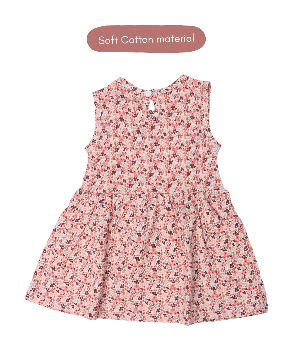 Bloomy Whimsy – White Sleeveless Frock with Multicolor Floral Print – 100% Cotton Baby Girl Dress