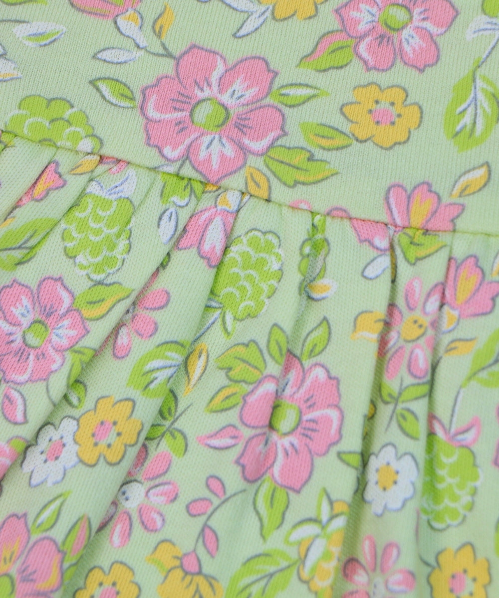 Floral Whirl - Green & Pink Florals – 100% Cotton Baby Girl Frock – Toddler Frill Sleeve Dress