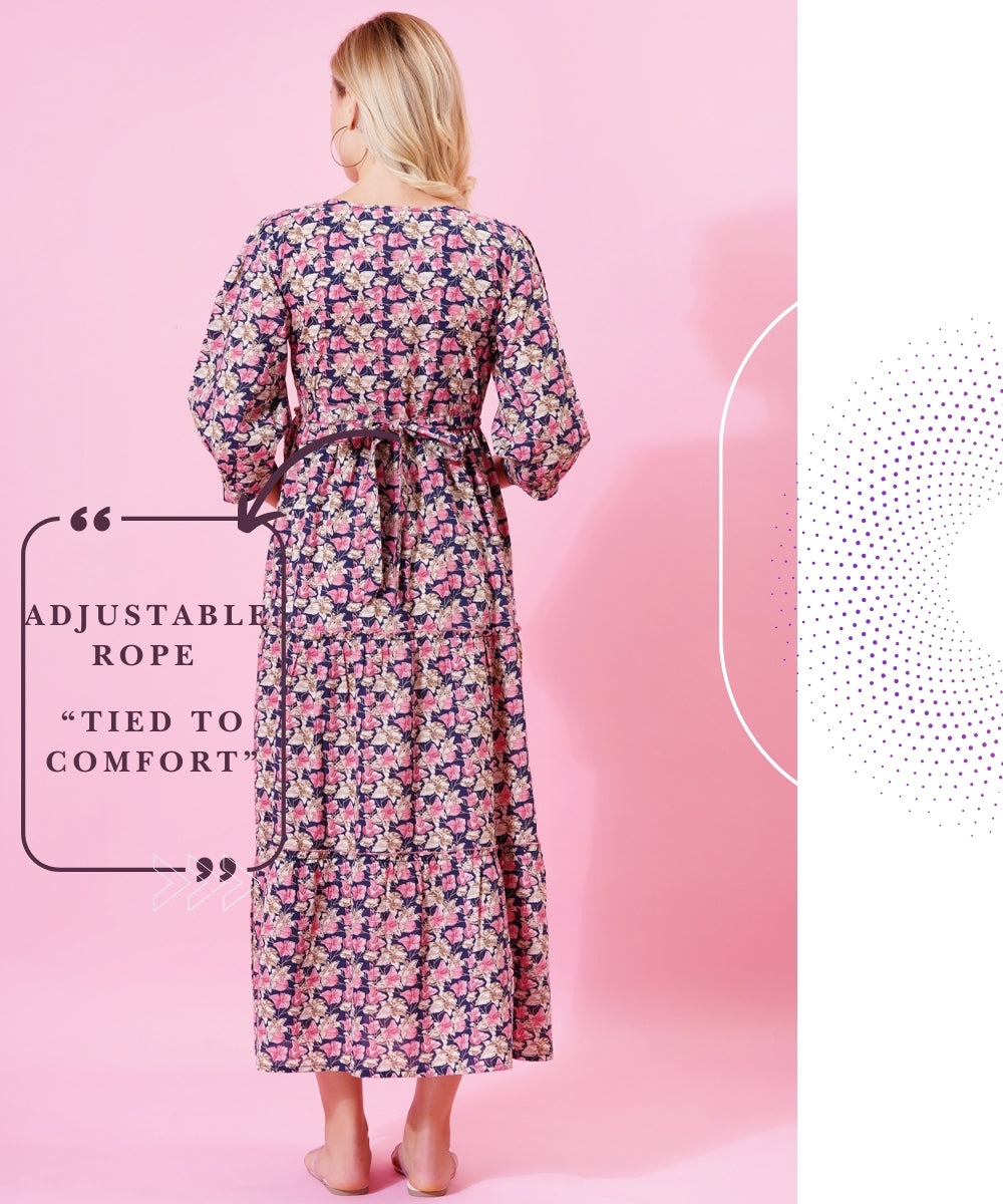 Mamabumps Pink Floral Maternity Dress - Nursing Friendly