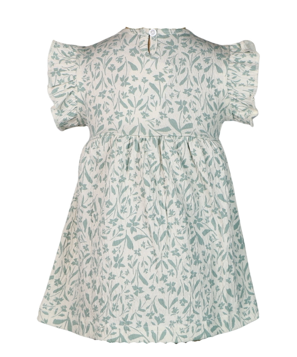 Petal Grace – Off-White Frock with Grey Floral Print – 100% Cotton Crepe Baby Girl Dress