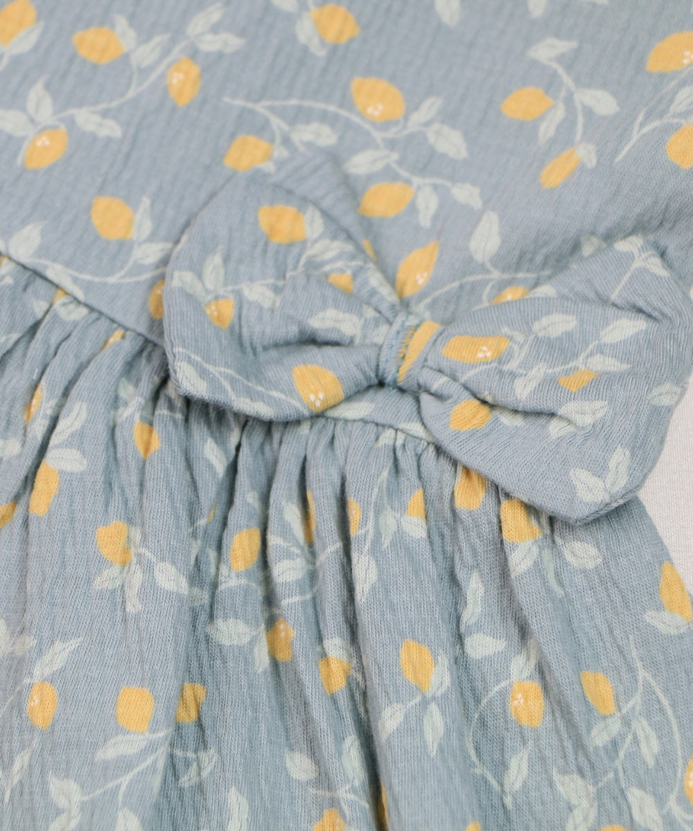 Lemon Zest – 100% Cotton Crepe Baby Girl Frock – Toddler Frill Sleeve Dress