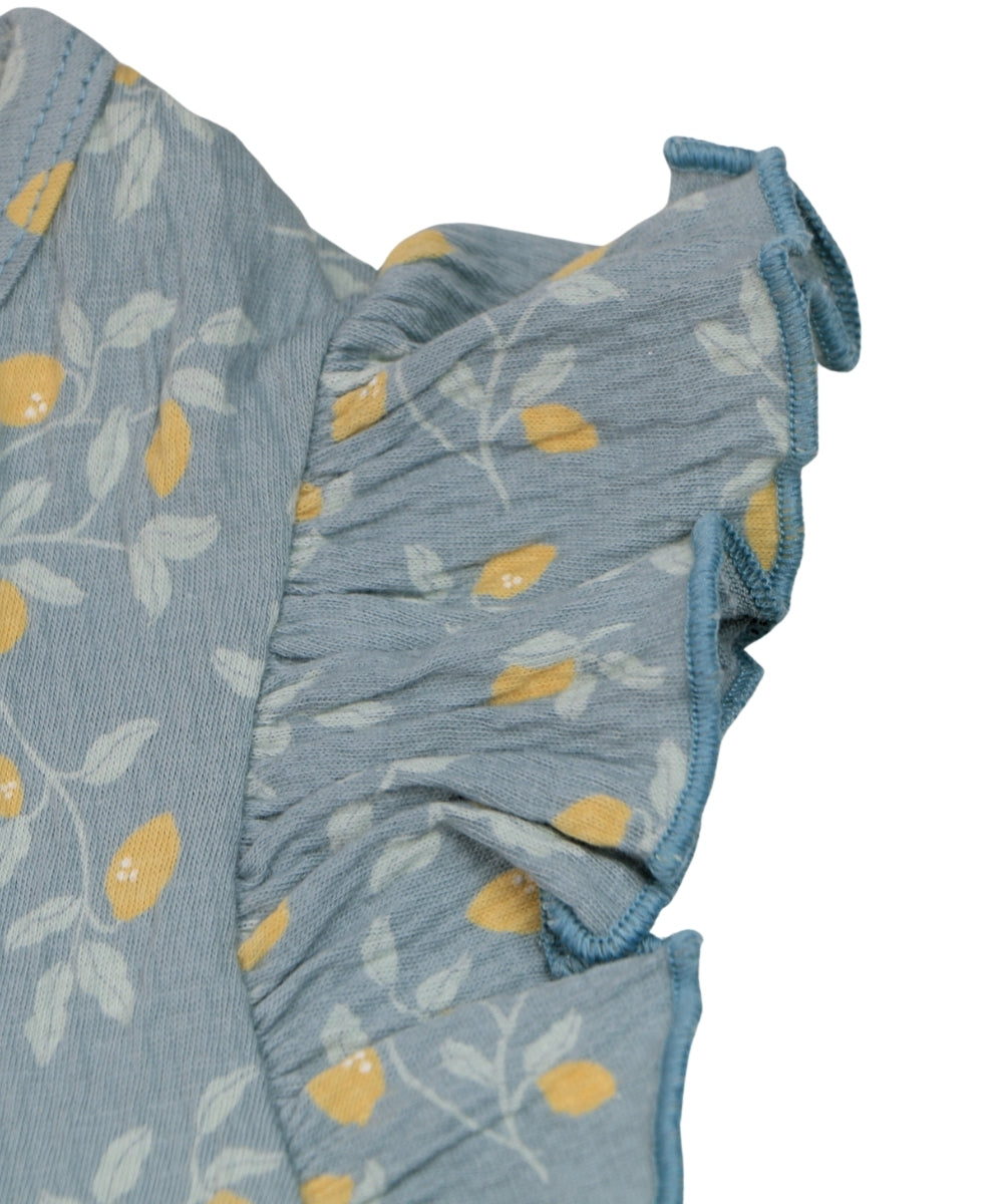 Lemon Zest – 100% Cotton Crepe Baby Girl Frock – Toddler Frill Sleeve Dress