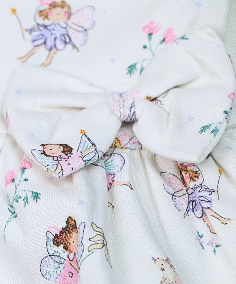 Fairy Dreams – White Sleeveless Frock with Cute Fairy Print – 100% Cotton Baby Girl Dress