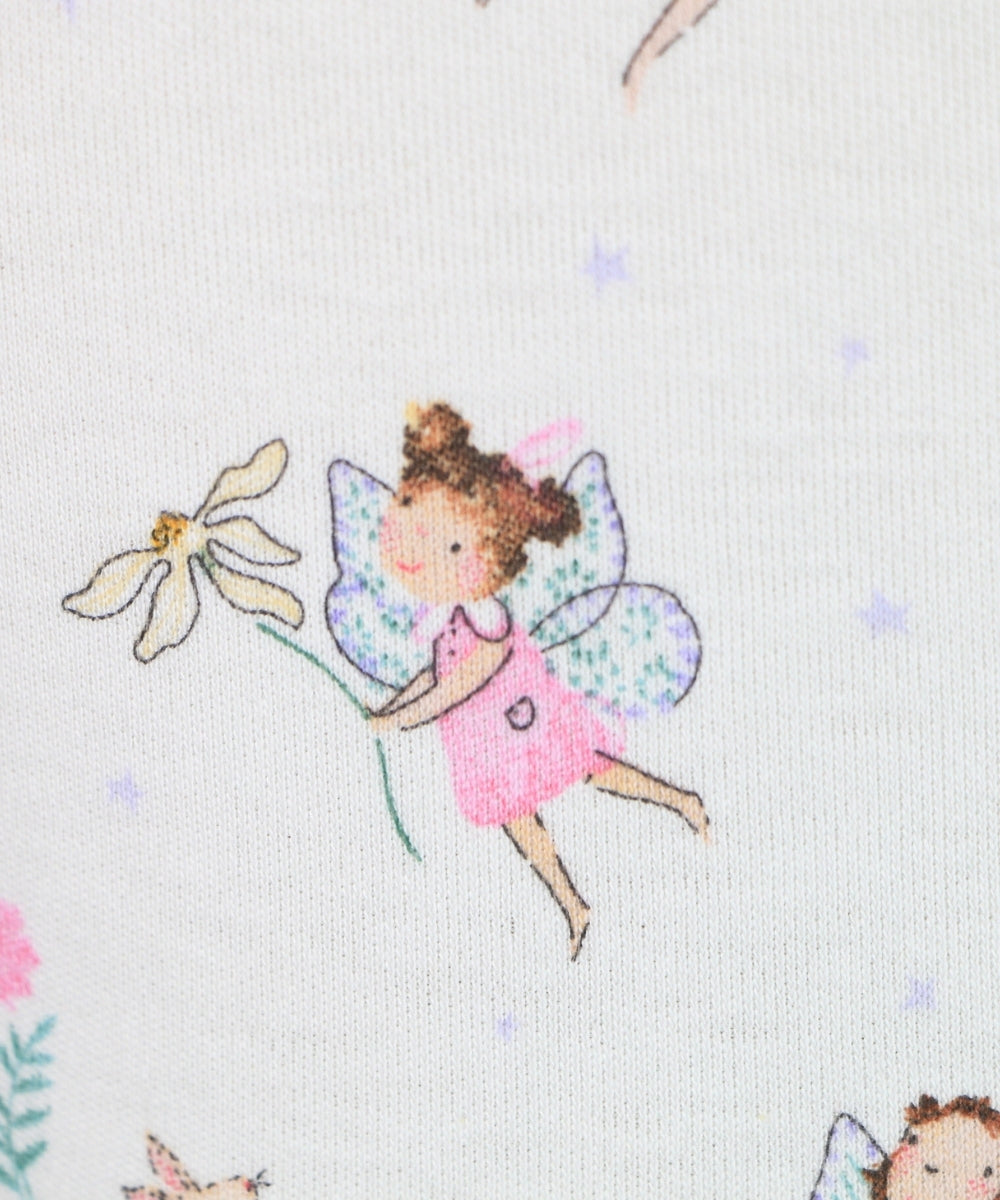 Fairy Dreams – White Sleeveless Frock with Cute Fairy Print – 100% Cotton Baby Girl Dress