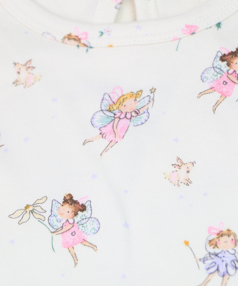 Fairy Dreams – White Sleeveless Frock with Cute Fairy Print – 100% Cotton Baby Girl Dress