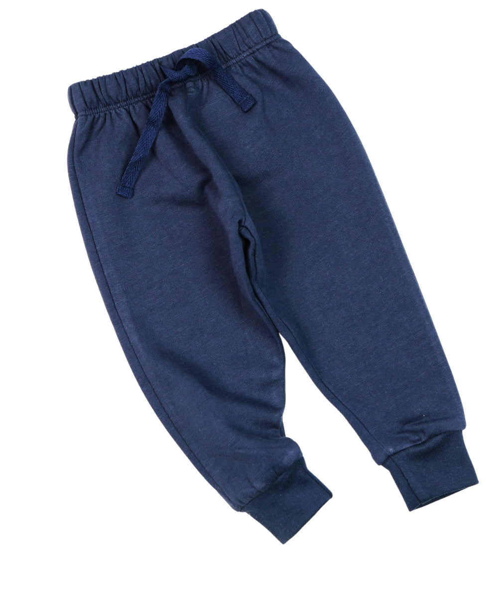 Solid Blue Cotton Track Pants for Toddlers and Kids - Soft & Stretchy Daily Wear (3M–5Y)